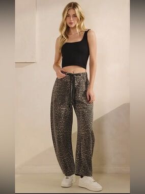 Leopard Print Drawstring belt Horseshoe Jean Veveret S-L